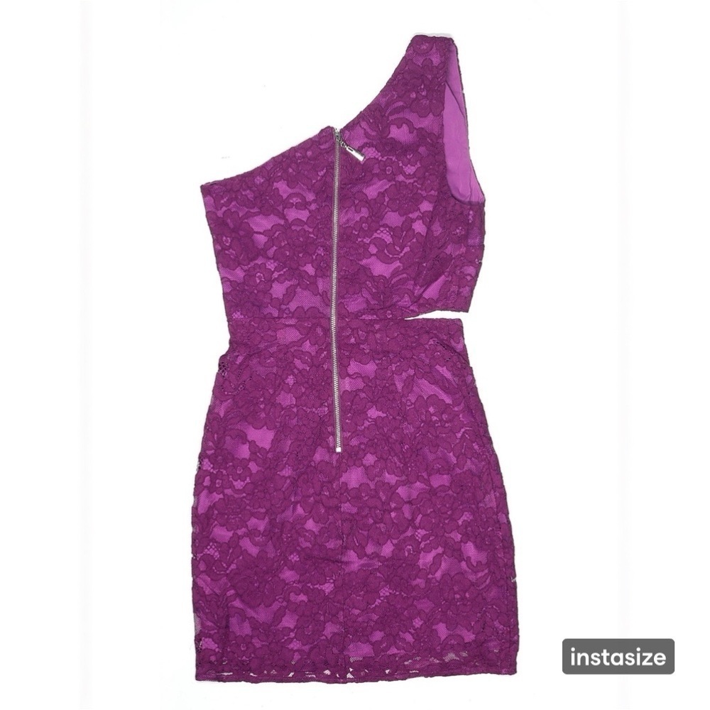Revolve NBD X NAVEN Elina Magenta Lace One-Shoulder Cutout Mini Dress Size XXS - Picture 3 of 5